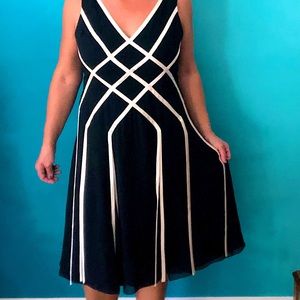 Black and Cream Evening Dress
